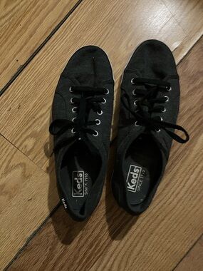 Keds Black Low-Top Canvas Lace-Up Sneakers